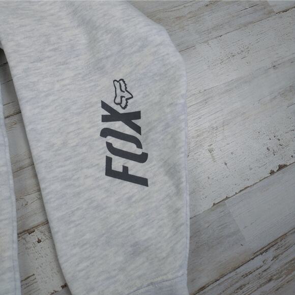 Motocross embroidered light gray Fox Racing Zip up hoodie jacket men's sz small - Picture 11 of 13